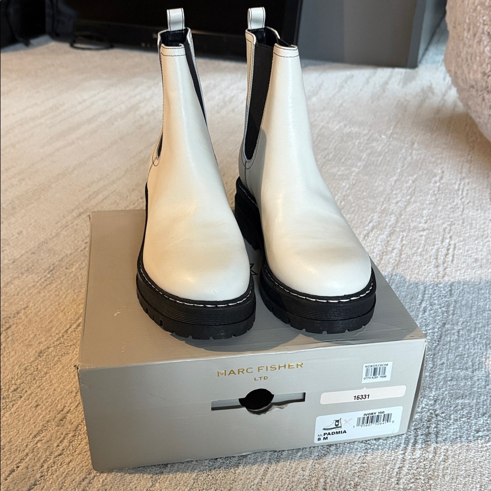 Marc Fisher Women's Padmia Black and White Ankle Boots